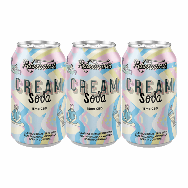 12 x Rebelicious 15mg CBD Cream Soda Sparkling Soft Drink - 330ml - HEMPORIUM