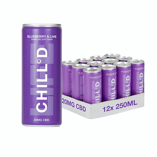 12 x CHILL°D 20mg CBD Sparkling 250ml Blueberry & Lime