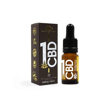 1CBD 40% Pure Hemp 4000mg CBD Oil Gold Edition 10ml - HEMPORIUM