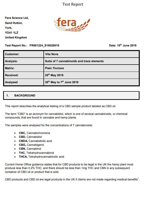 1CBD 40% Pure Hemp 4000mg CBD Oil Gold Edition 10ml - Lab-Test Report