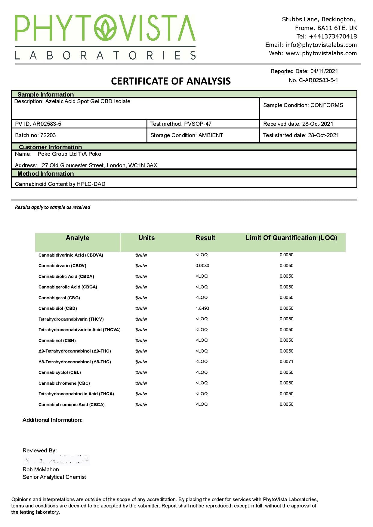 Poko 500mg CBD Azelaic Acid Spot Gel - 30ml - HEMPORIUM