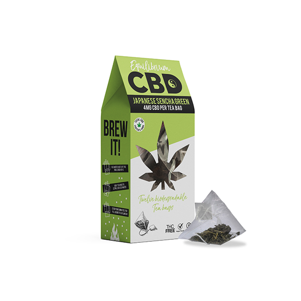 Equilibrium CBD 48mg Full Spectrum Japanese Sencha Tea Bags Box of 12 (BUY 2 GET 1 FREE) - HEMPORIUM