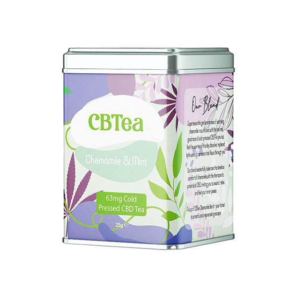 CBTea 63mg Cold Pressed Full Spectrum CBD Chamomile & Mint - 25g - HEMPORIUM